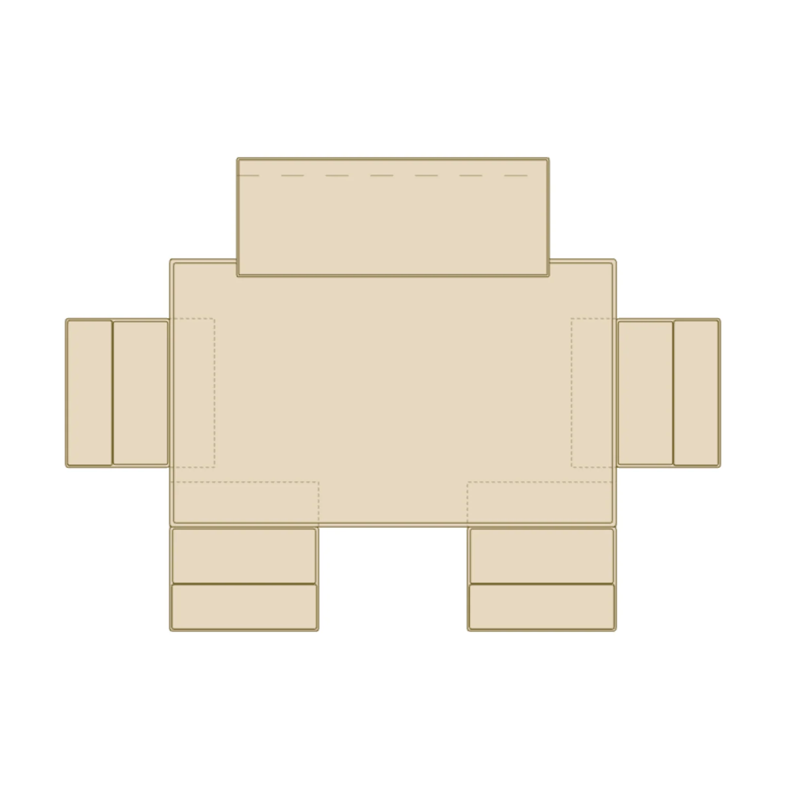 4-Chair + Bench Set — 2D floor-plan symbol
