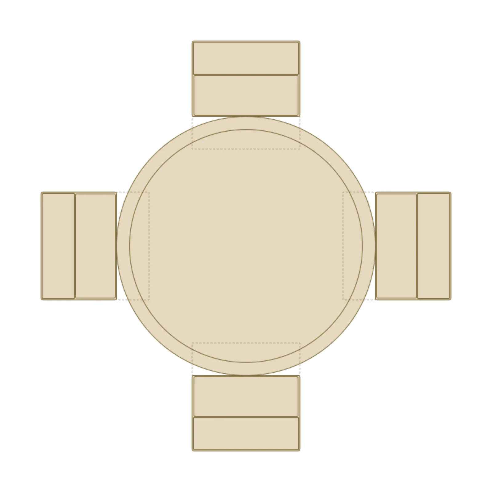 Round 4-Chair Set — 2D floor-plan symbol