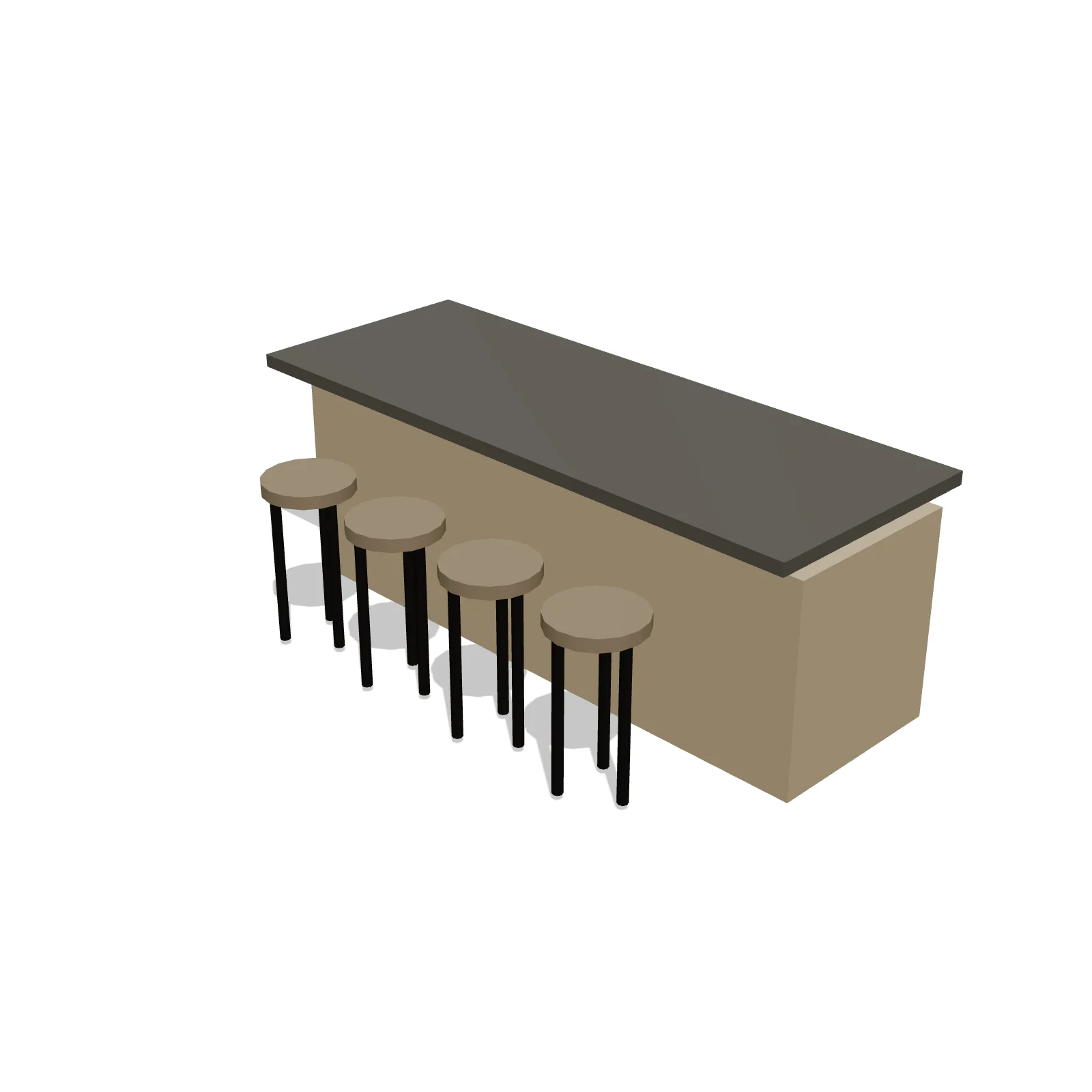 Island + 4 Stools — 3D preview