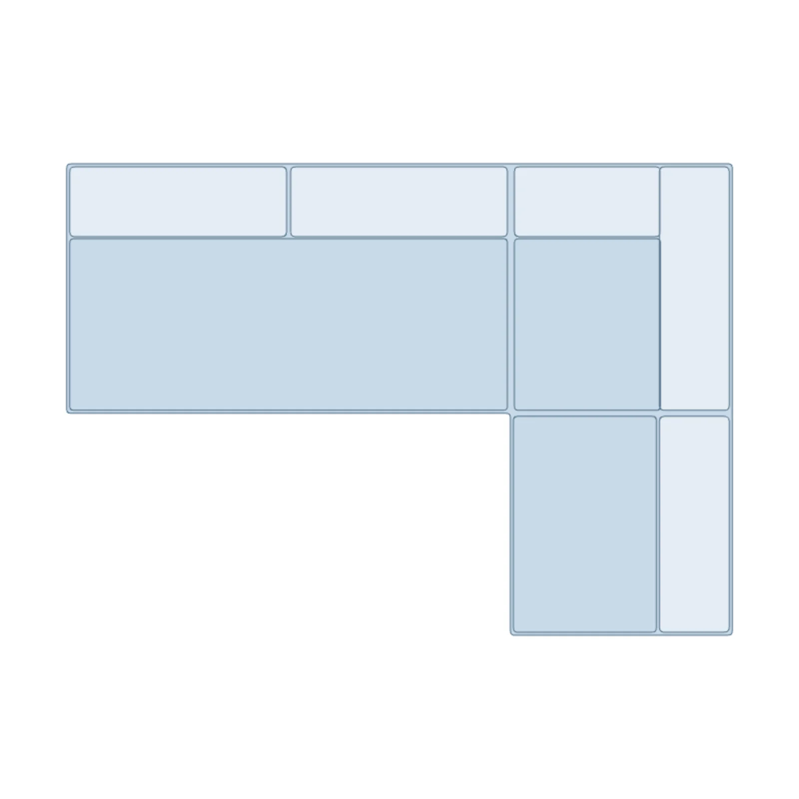 L-Sectional (Compact) — 2D floor-plan symbol